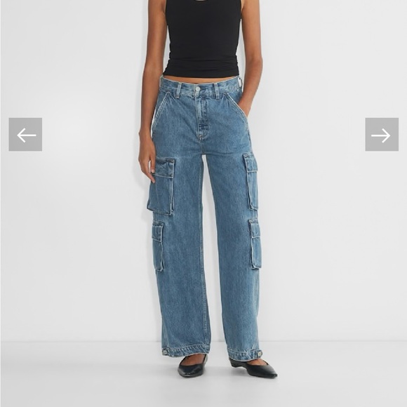 Demin Forum 90s Millie Hi-Rise Grunge Cargo Utility Medium Wash Relaxed Jeans - Picture 3 of 16